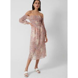 NWT French Connection Demetra Recycled Hallie Crinkle Dress Size 12 Peach Nectar